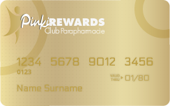 Pinki Rewards card gold