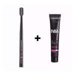 Curaprox Black Is White Set Toothbrush & Charcoal Whitening Toothpaste Lime-Mint 8ml