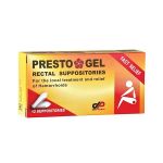 Presto Gel Rectal Suppositories For Local Treatment & Relief Of Hemorrhoids 12pcs