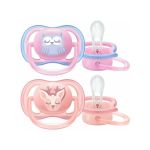 Avent Ultra Air Πιπίλα Σιλικόνης με Μεγάλες Οπές 0-6m Pink 2τμχ