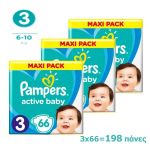 Pampers Active Baby Maxi Pack No3 6-10kg 3x66pcs