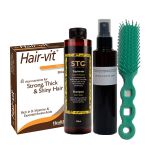 Hair-Vit 30 κάψουλες Set με STC Σαμπουάν Κατά της Τριχόπτωσης 250 ml, Λοσιόν Μινοξιδίλη 5% 150 ml & Βούρτσα Μαλλιών