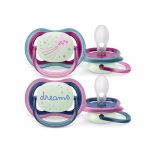 Avent Ultra Air Nighttime Πιπίλα Σιλικόνης Νυκτός 6-18m 2 τμχ