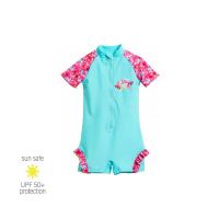 UV Sun Clothes Αντι-ηλιακά Ρούχα UVA & UVB Ολόσωμο Μαγιό Φορμάκι Για Κορίτσι Φλαμίνγκο Γαλάζιο  5-6 χρονών 110-116cm