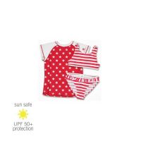 UV Sun Clothes Αντηλιακά Ρούχα UPF 50+ Σετ Μαγιό 3τμχ Μπικίνι & Μπλούζα με Κοντά Μανίκια Αστέρια & Ρίγες 11-12 χρονών (142-149cm)