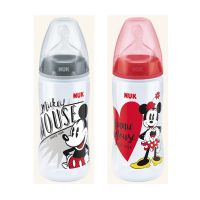 Nuk First Choice+ Disney Mickey Mouse Πλαστικό Μπιμπερό Με Θηλή Σιλικόνης & Δείκτη Ελεγχου Θερμοκρασίας Μ 6-18m 300ml