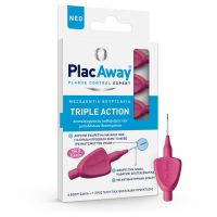 Plac Away Triple Action Μεσοδόντια Βουρτσάκια 0.4mm ISO 0 Ροζ 6τμχ