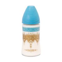 Suavinex Couture Light Blue Πλαστικό Μπιμπερό Με Θηλή Σιλικόνης Ρυθμιζόμενης Ροής 270ml 0m+