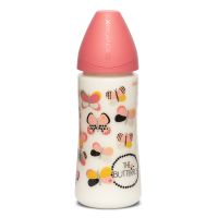 Suavinex Butterfly Pink Πλαστικό Μπιμπερό με Στρογγυλή Θηλή Σιλικόνης Φαγητού 4m+ 360ml