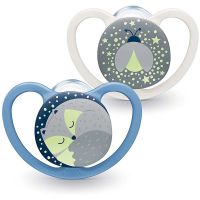 Nuk Space Night Πιπίλα Σιλικόνης Νυκτός 6-18m Μπλέ 2τμχ