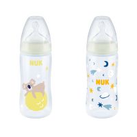 Nuk First Choice+ Night Πλαστικό Μπιμπερό με Θηλή Σιλικόνης & Δείκτη Ελεγχου Θερμοκρασίας 6-18m 300ml (Διάφορα Χρώματα & Σχέδια) 1τμχ