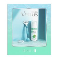 Gillette Venus Smooth Set με Ξυριστική Μηχανή, Satin Care Τζελ Ξυρίσματος για Ευαίσθητο Δέρμα 75ml & 2 Ανταλλακτικές Κεφαλές
