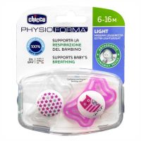 Chicco Physio Forma Light Πιπίλα με Θηλή Σιλικόνης Ροζ 6-16m 2τμχ