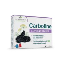 3 Chênes Carboline Vegetable Charcoal & Fennel Extract Συμπλήρωμα Διατροφής για την Αντιμετώπιση των Στομαχικών & Εντερικών Φουσκωμάτων 30 ταμπλέτες