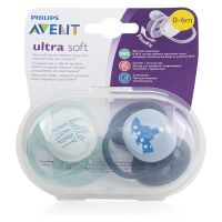 Avent Ultra Soft Πιπίλα Σιλικόνης Boy 0-6m 2τμχ