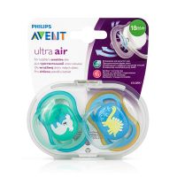Avent Ultra Air Πιπίλα Σιλικόνης με Μεγάλες Οπές 18m+ (SCF349/11) 2 τμχ