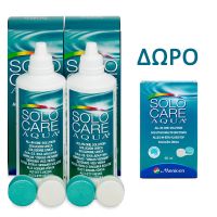 Solocare Aqua All-in-One Solution Υγρό για Φακούς Επαφής 2x360 ml & Δώρο Solocare Aqua All-in-One Solution 90 ml