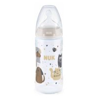 Nuk First Choice+ Cats & Dogs Πλαστικό Μπιμπερό με Θηλή Σιλικόνης & Δείκτη Ελέγχου Θερμοκρασίας 6-18m 300 ml 1τμχ