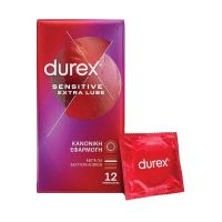 Durex Sensitive Extra Lube Λεπτά Προφυλακτικά με Έξτρα Λιπαντικό 12 τμχ