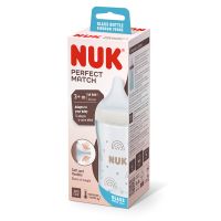 Nuk Perfect Match Γυάλινο Μπιμπερό κατά των Κολικών με Θηλή Σιλικόνης 3m + 230 ml