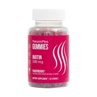 Nature's Plus Biotin 5000 mcg Συμπλήρωμα για Μαλλιά, Δέρμα, Νύχια Γεύση Raspberry 60 Ζελεδάκια