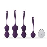 Ammicco Pleasure Balls Επαναφορτιζόμενο Sex Toy 3 σε 1 Kegel Balls σε Μοβ Χρώμα 4 τμχ