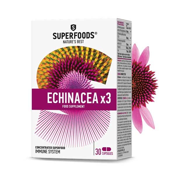 Superfoods Echinacea x 3 Εχινάτσεα 30 κάψουλες