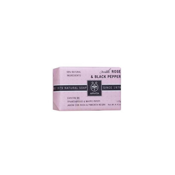 Apivita Φυσικό Σαπούνι Με Τριαντάφυλλο & Μαύρο Πιπέρι Για Χαλάρωση & Κυτταρίτιδα 125gr