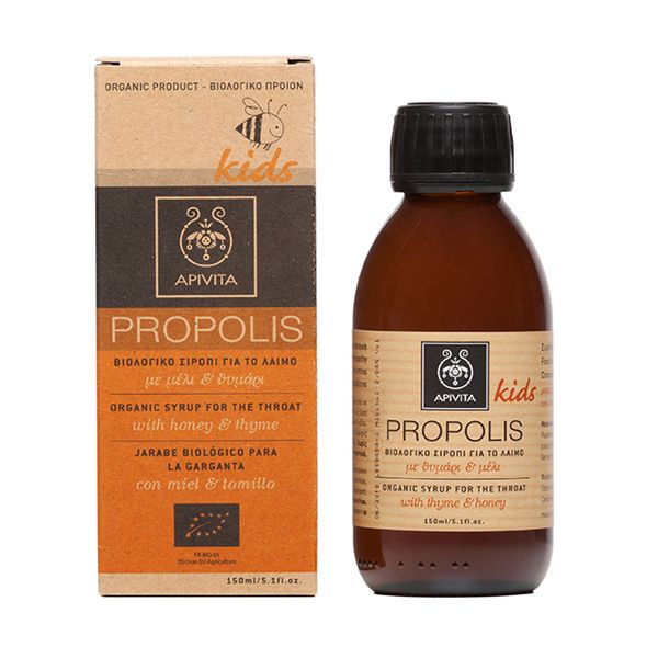 Apivita Propolis Kids Organic Syrup for the Throat with Thyme and Honey 150 ml