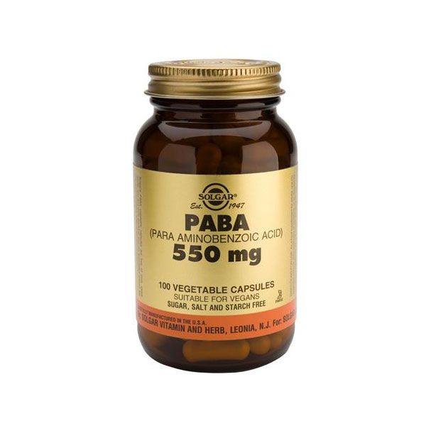 Solgar PABA (Para Aminobenzoic Acid) 550mg 100 Vegetable Capsules
