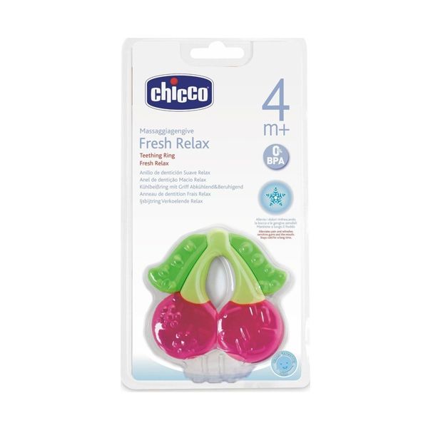 Chicco Fresco Relax Teething Ring Cherry 4m+