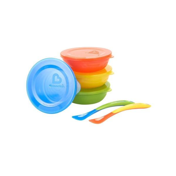 Munchkin Love-a-Bowl Set 4  Bowls with Lids &  2 Spoons, 4m+