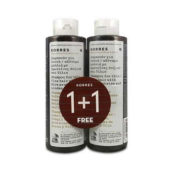 Korres Rice Proteins & Linden for Thin/ Fine Hair 250ml 1+1 Free