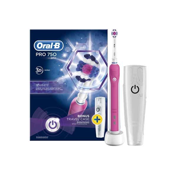 Oral-B Pro 750 Electric Toothbrush & Travel Case Pink
