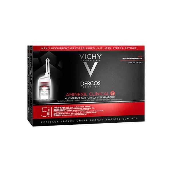 Vichy Dercos Aminexil Clinical 5 Πρόγραμμα Κατά Της Ανδρικής Τριχόπτωσης Πολλαπλής Στόχευσης 21*6ml