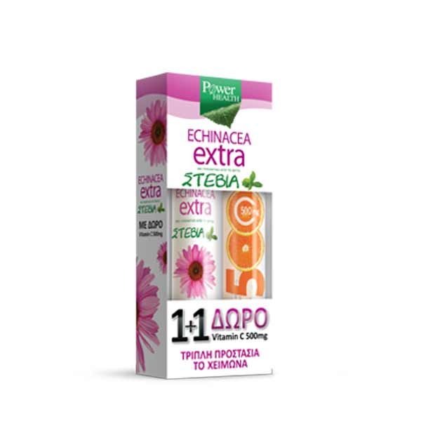 Power Health Echinacea Extra Τριπλή Προστασία Το Χειμώνα 24 Αναβράζοντα Δισκία & Δώρο Βιταμίνη C 500mg 20 Αναβράζοντα Δισκία