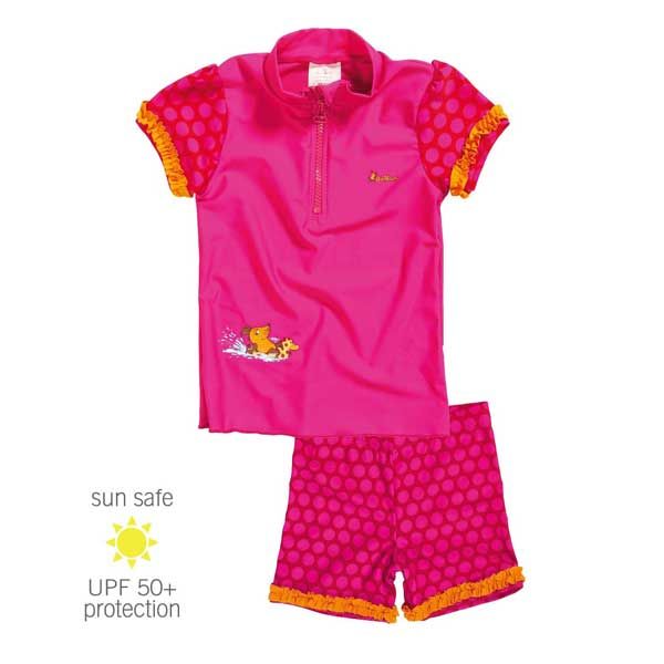 UV Sun Clothes Αντηλιακά Ρούχα UVA & UVB Μαγιό Σετ Μπλούζα/ Σορτς Ροζ Ποντικάκι 5-6 χρονών 110-116cm