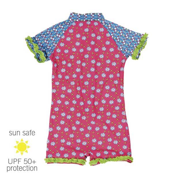 UV Sun Clothes One Piece UV Swimsuit Kids - Flowers 3-4 years 98-104cm