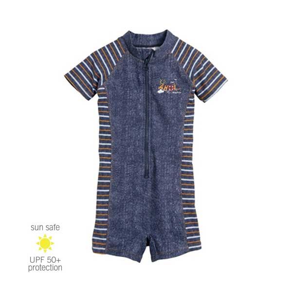 UV Sun Clothes Αντηλιακά Ρούχα UVA & UVB Ολόσωμο Μαγιό Φορμάκι Τζιν Μπλε 6-12 μηνών 74-80cm