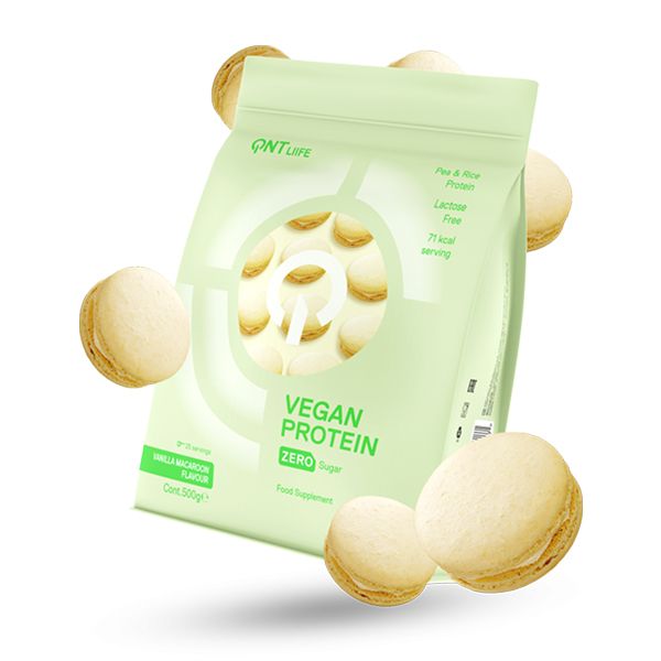 QNT Vegan Protein Zero Sugar Lactose Free Vanilla Macaroon Flavour 500g