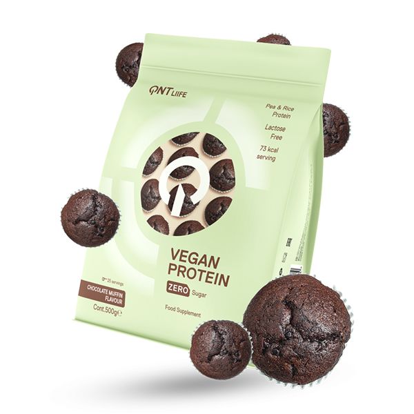 QNT Vegan Protein Zero Sugar Lactose Free Chocolate Muffin Flavour 500g