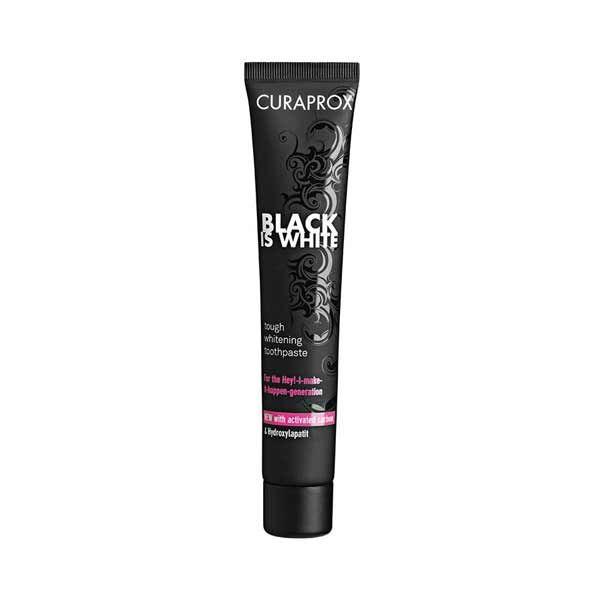 Curaprox Black Is White Λευκαντική Οδοντόκρεμα Με Ενεργό Άνθρακα & Δροσερή Γεύση Λεμόνι-Δυόσμο 90ml