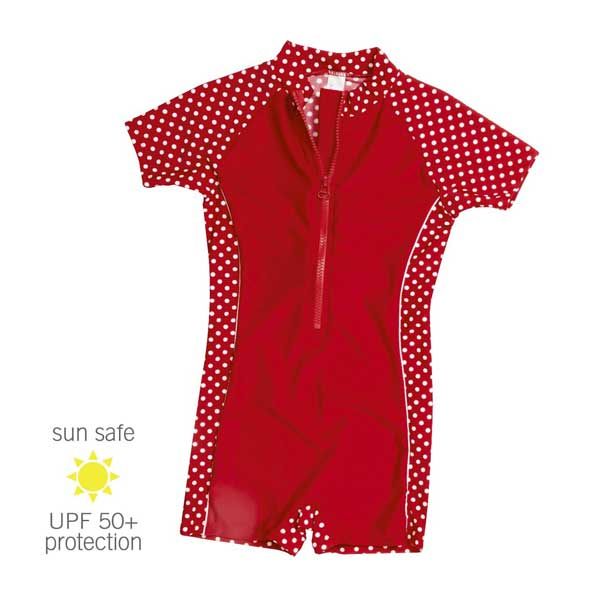 UV Sun Clothes One Piece UV Swimsuit Red Dots 5-6 YRS 110-116cm