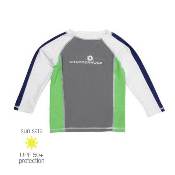 UV Sun Clothes UPF 50+ UV Kids Long Sleeve  Rash Top Lime/Graphite/Navy 7-8 years (119-127cm)