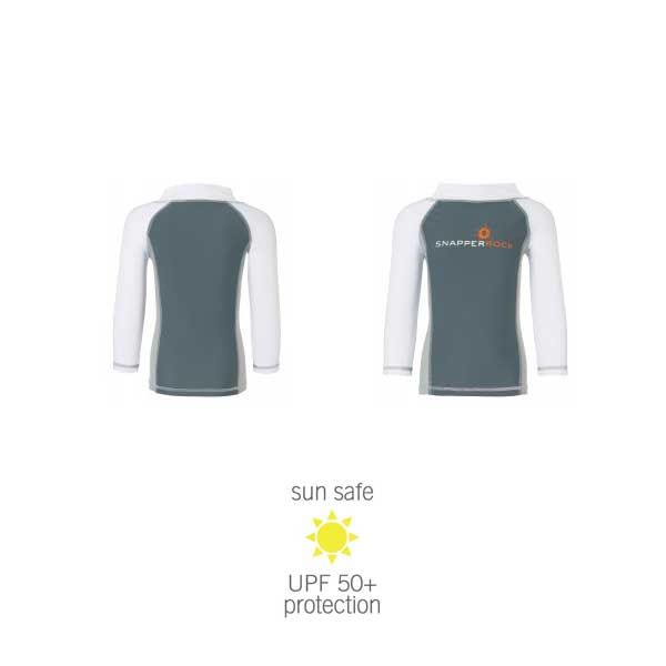 UV Sun Clothes UPF 50+ UV Shirt Kids Long Sleeve Grey/White Stitch 9-10 years (129-139cm)