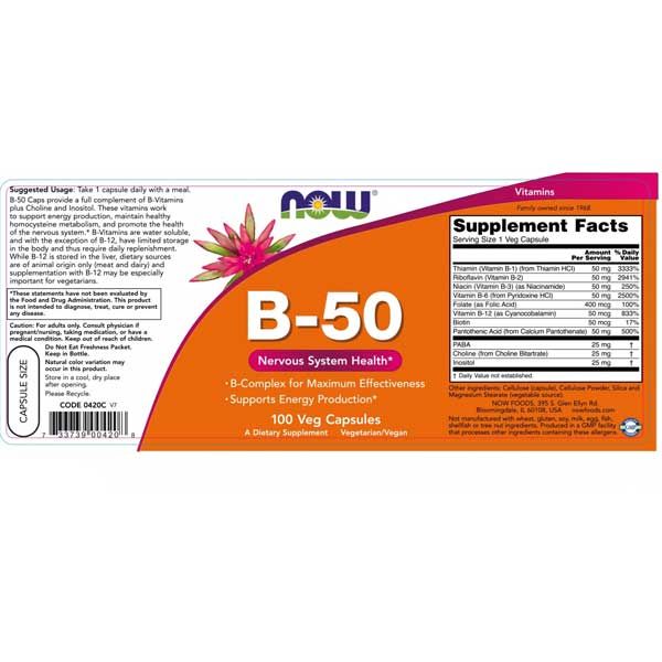 Now Foods B-50 100 Veg Capsules