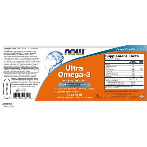 Now Ultra Omega-3 500 EPA/250 DHA 90 Softgels