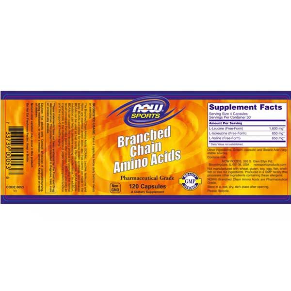 Now Sports Branched Chain Amino Acids 240 Capsules