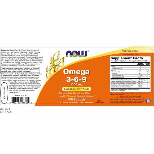 Now Omega 3-6-9 1000mg 100 Softgels