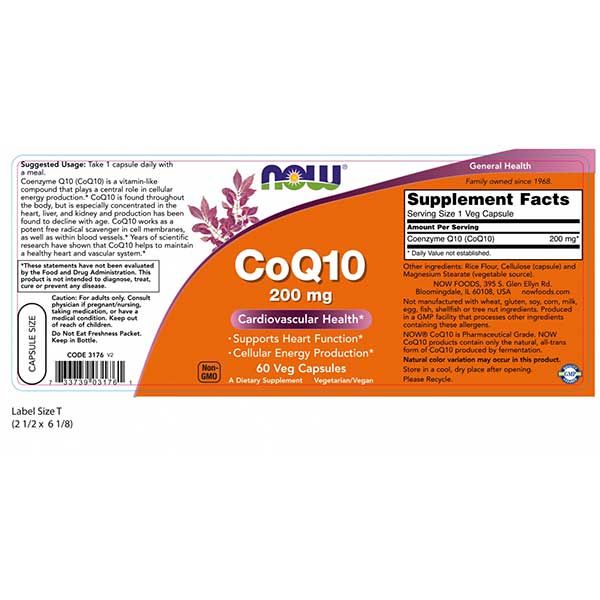 Now CoQ10 200mg 60 Veg Capsules